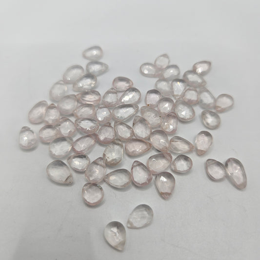 3x6mm Faceted Rose Quartz Top Drill Single Bead.