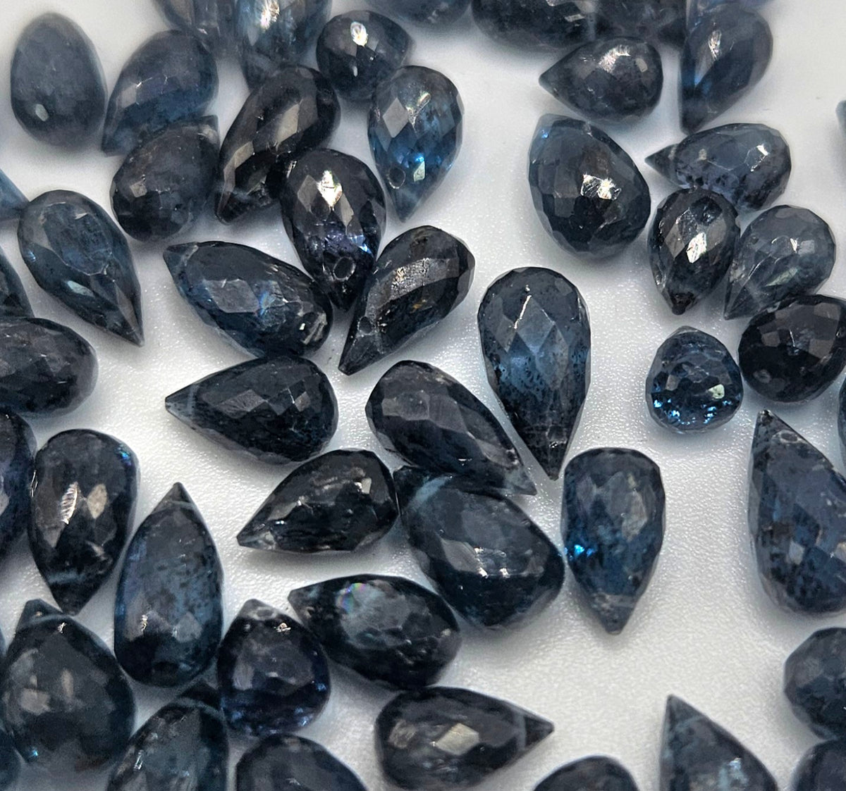 3x8mm Faceted Ocean Kyanite Briolette Single Bead.