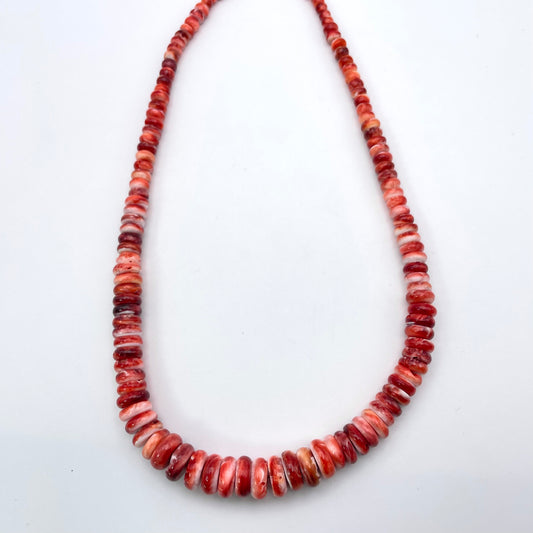 4-10mm Red Spiny Oyster Graduated Bead Strand.