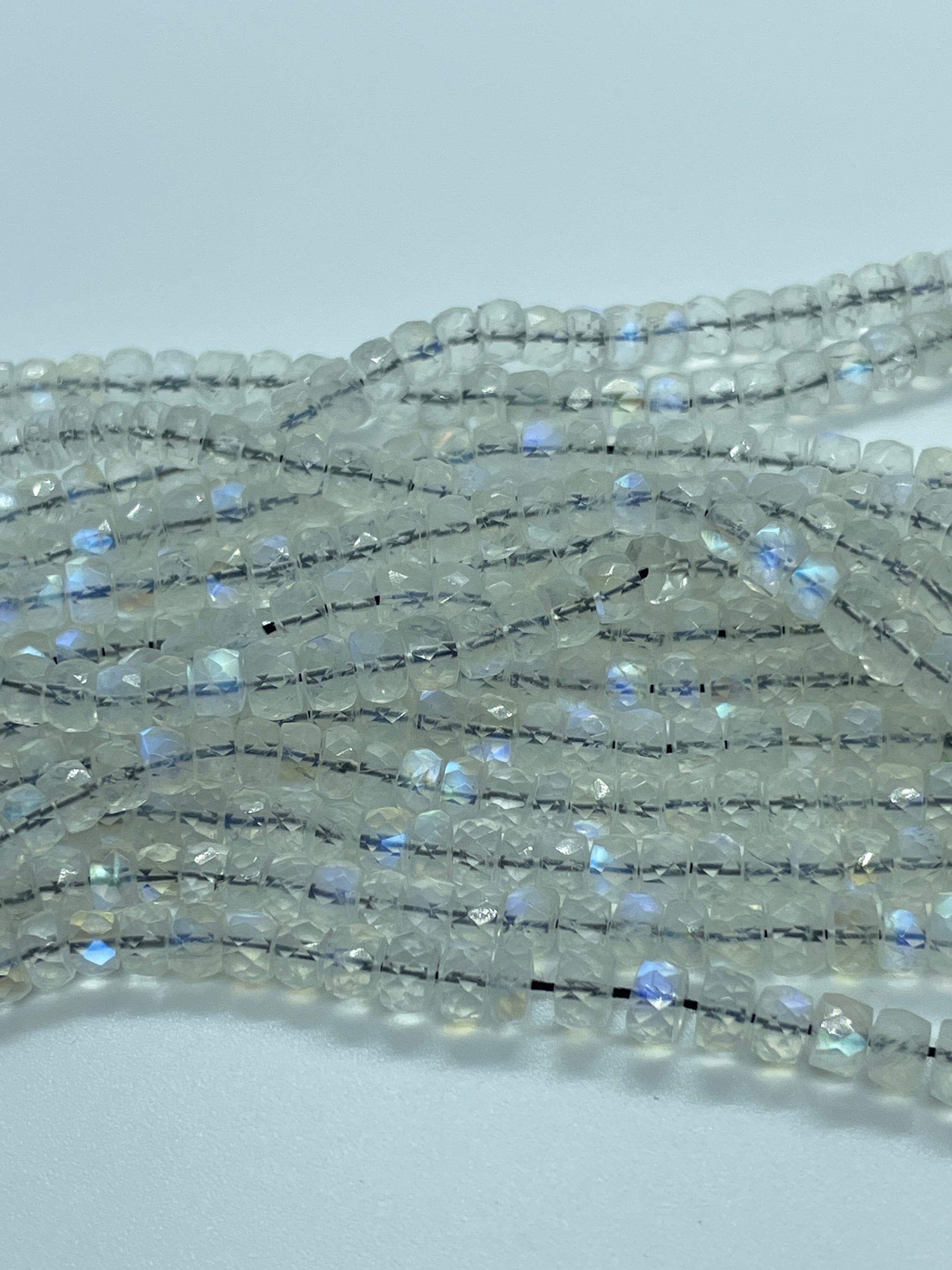 4-6mm Clear Moonstone Graduated Bead Strand.