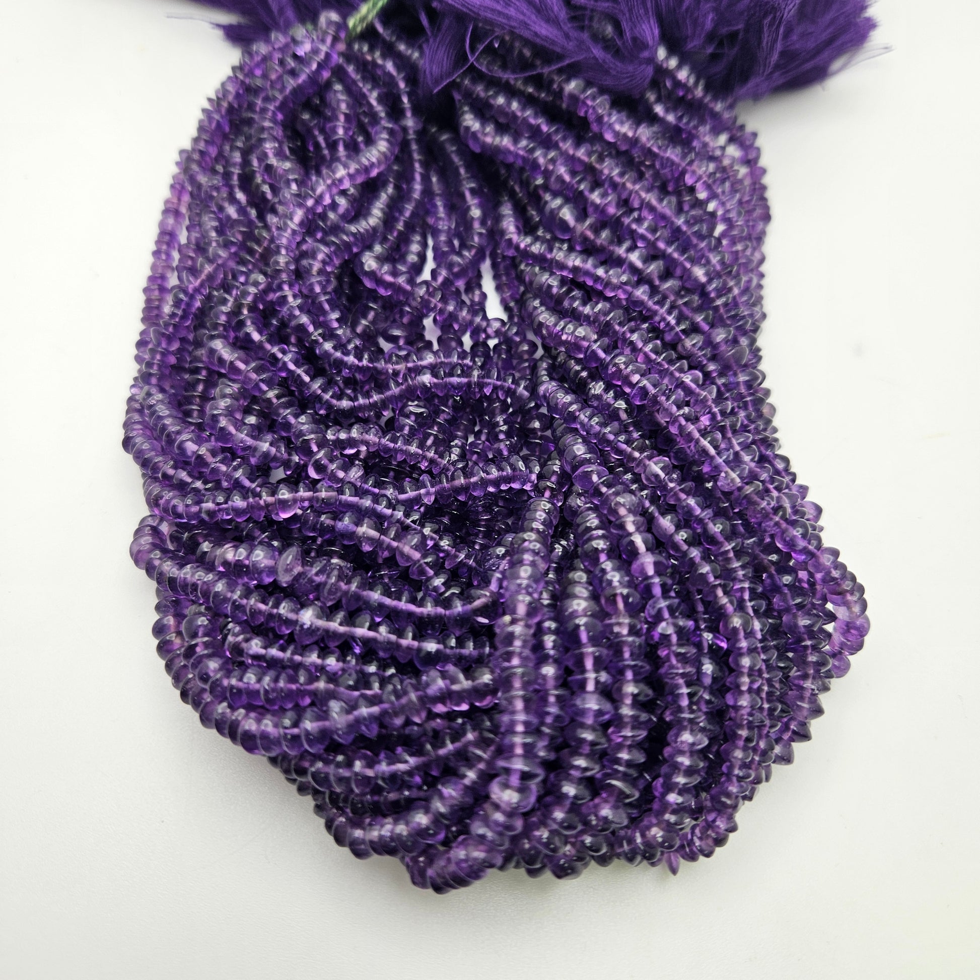 4mm AA Amethyst Rondelle Bead Strand.