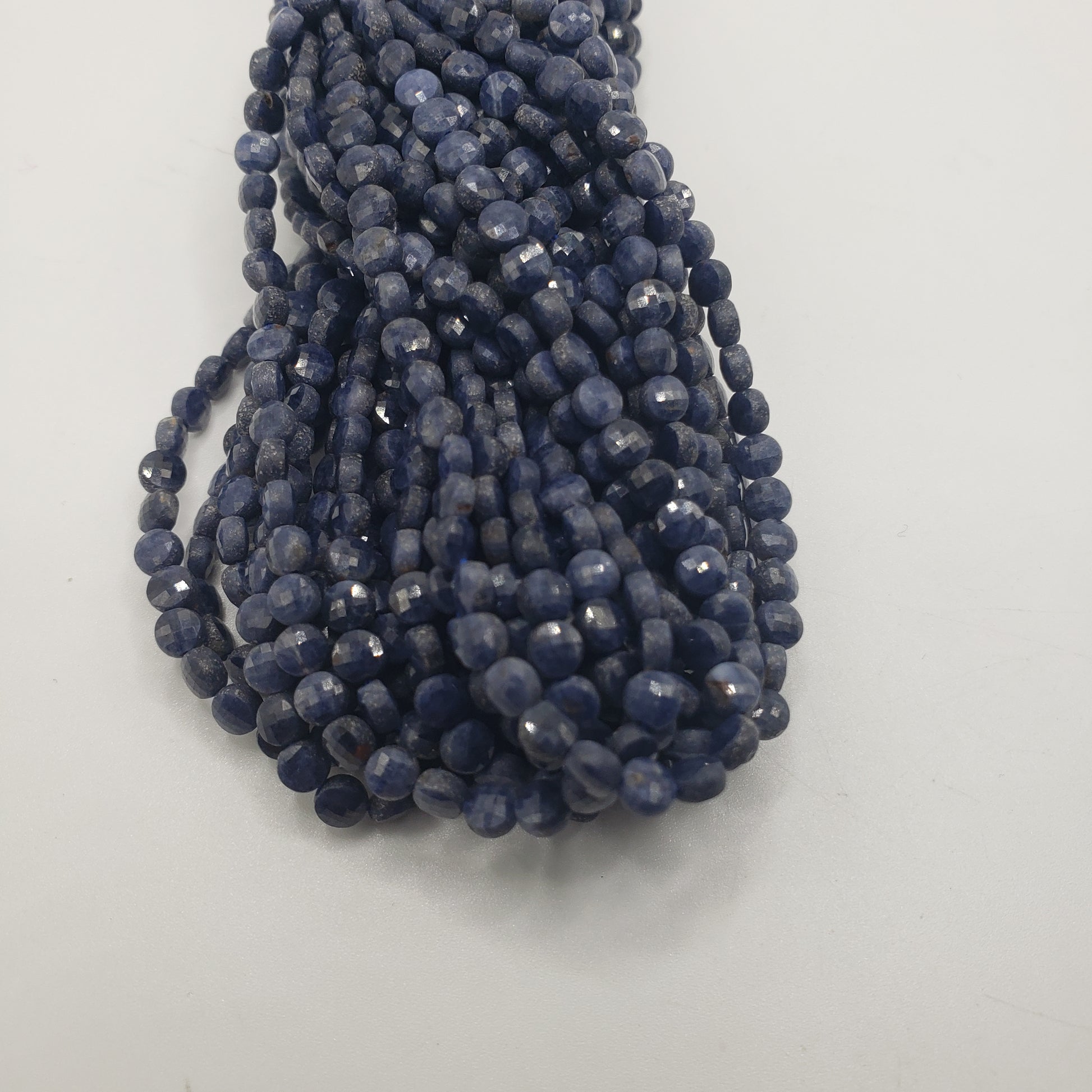 4mm Africa Sapphire Coin Faceted Bead Strand.