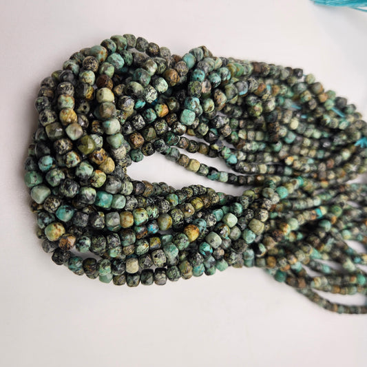 4mm American Turquoise Cube Bead Strand.