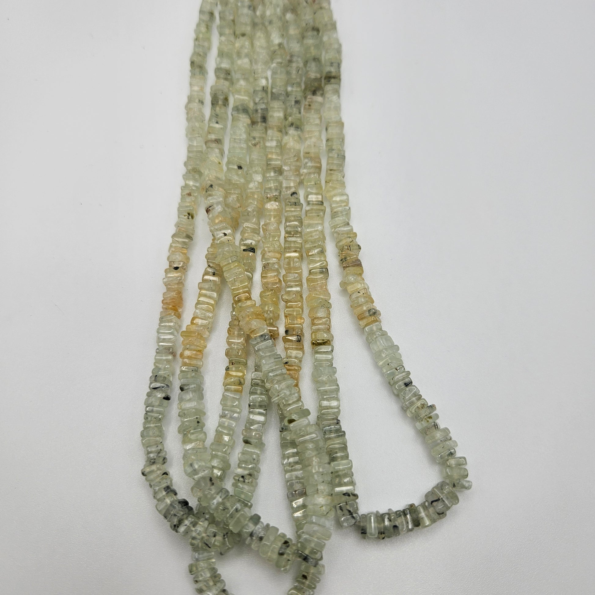 4.5mm Prehnite Square Slice Bead Strand.