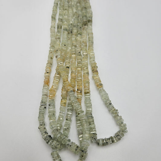4.5mm Prehnite Square Slice Bead Strand.