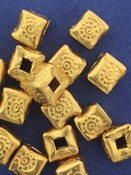 Small Cube Shaped Bead w/ Flower Stamp 5 x 6.5 mm