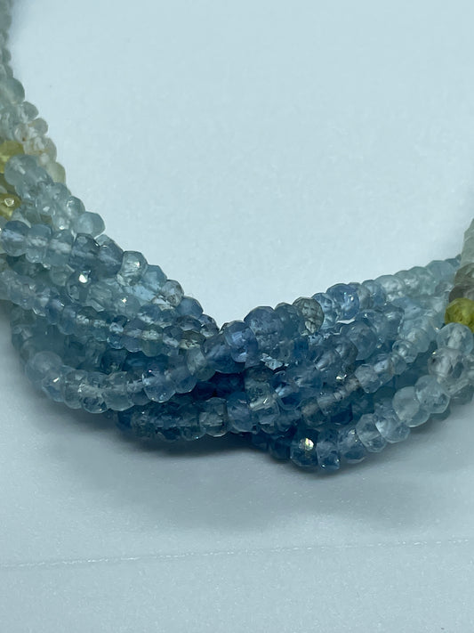 4mm Aquamarine Faceted Roundel Bead Strand.