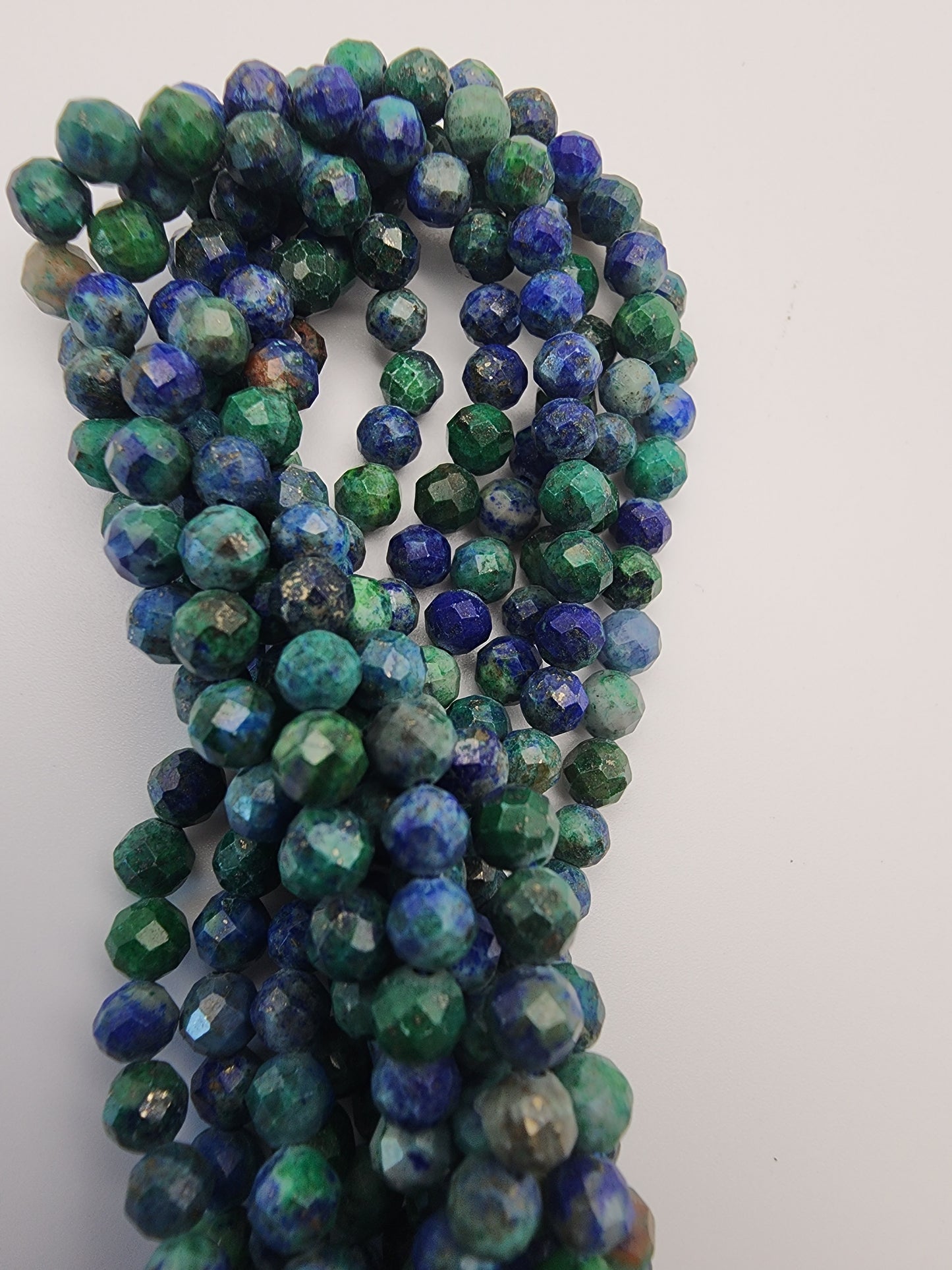 4mm Azurite Malachite Faceted Bead Strand.