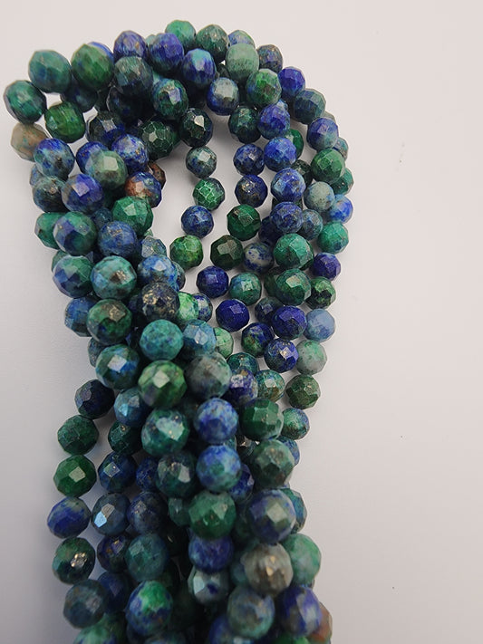 4mm Azurite Malachite Faceted Bead Strand.