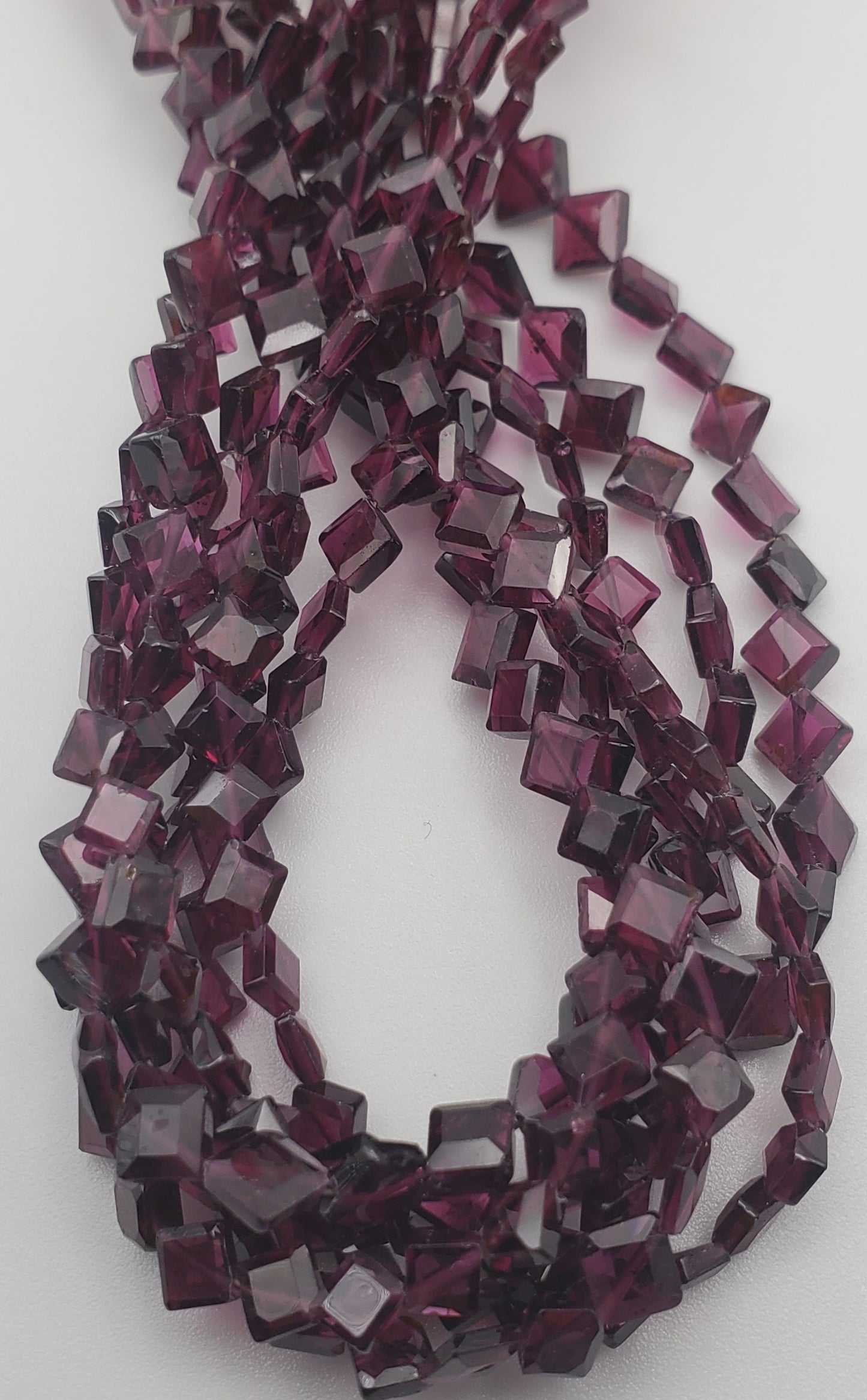 4mm Garnet Diamond-Shape Bead Strand.