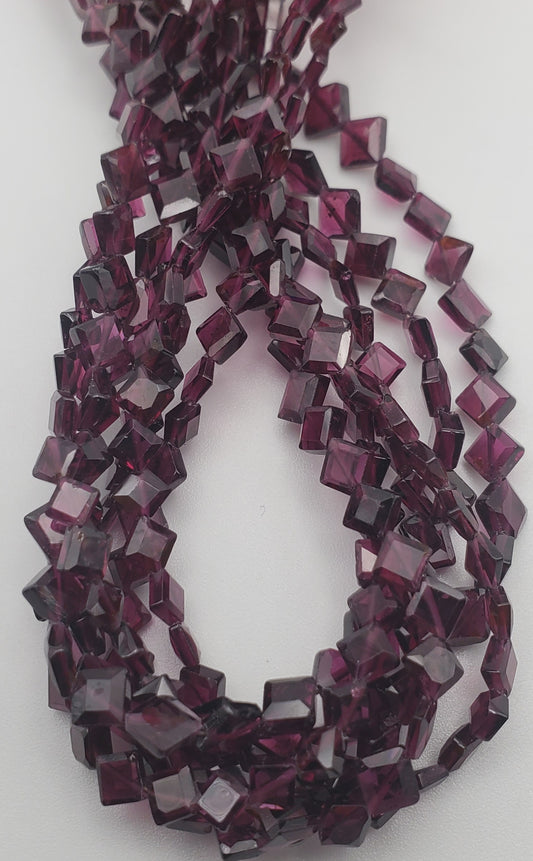 4mm Garnet Diamond-Shape Bead Strand.