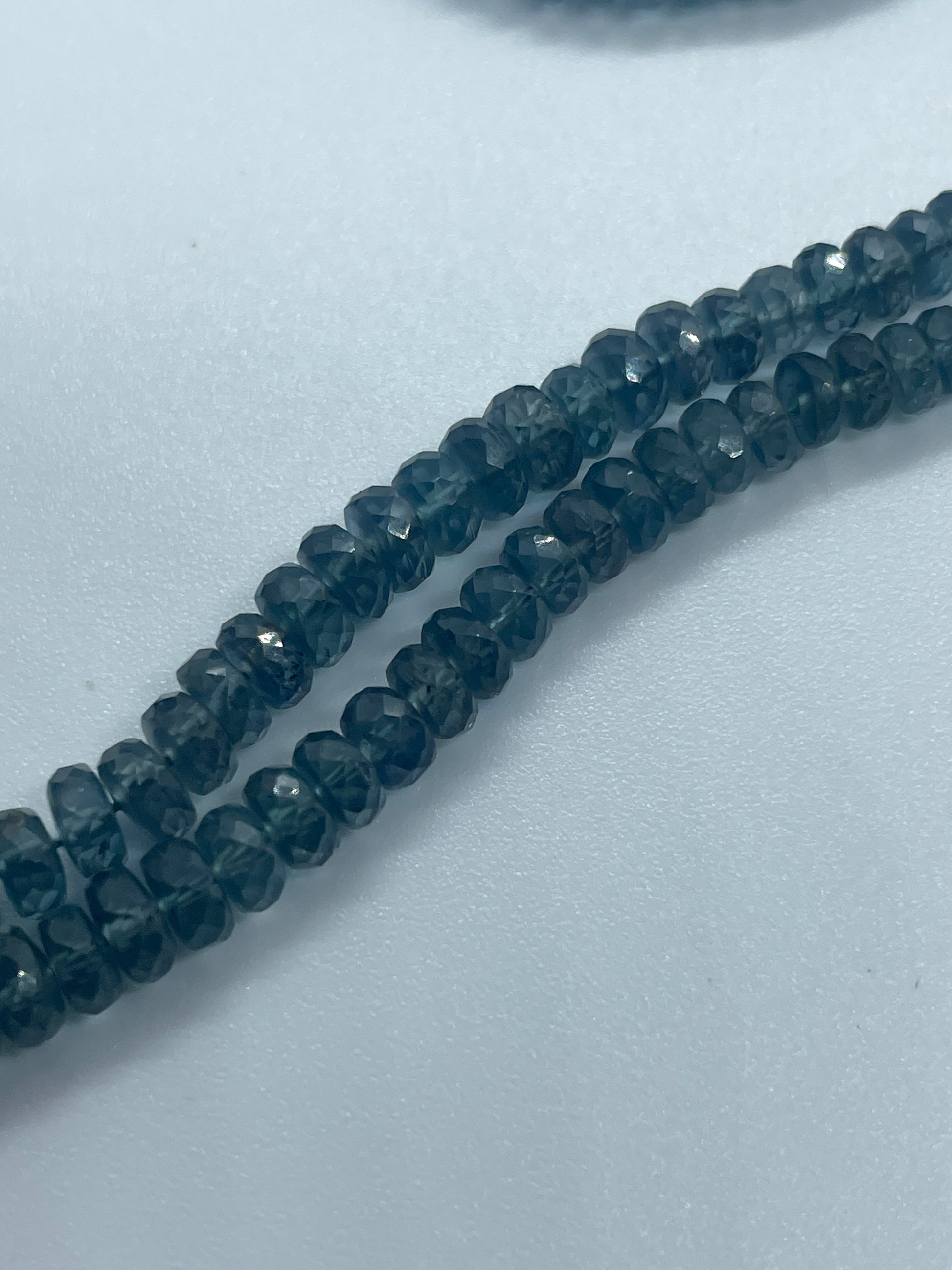 4mm Green Kyanite Faceted Rondelle Bead Strand.
