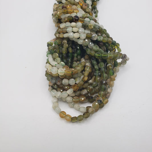 4mm Green Tourmaline Coin Faceted Bead Strand.