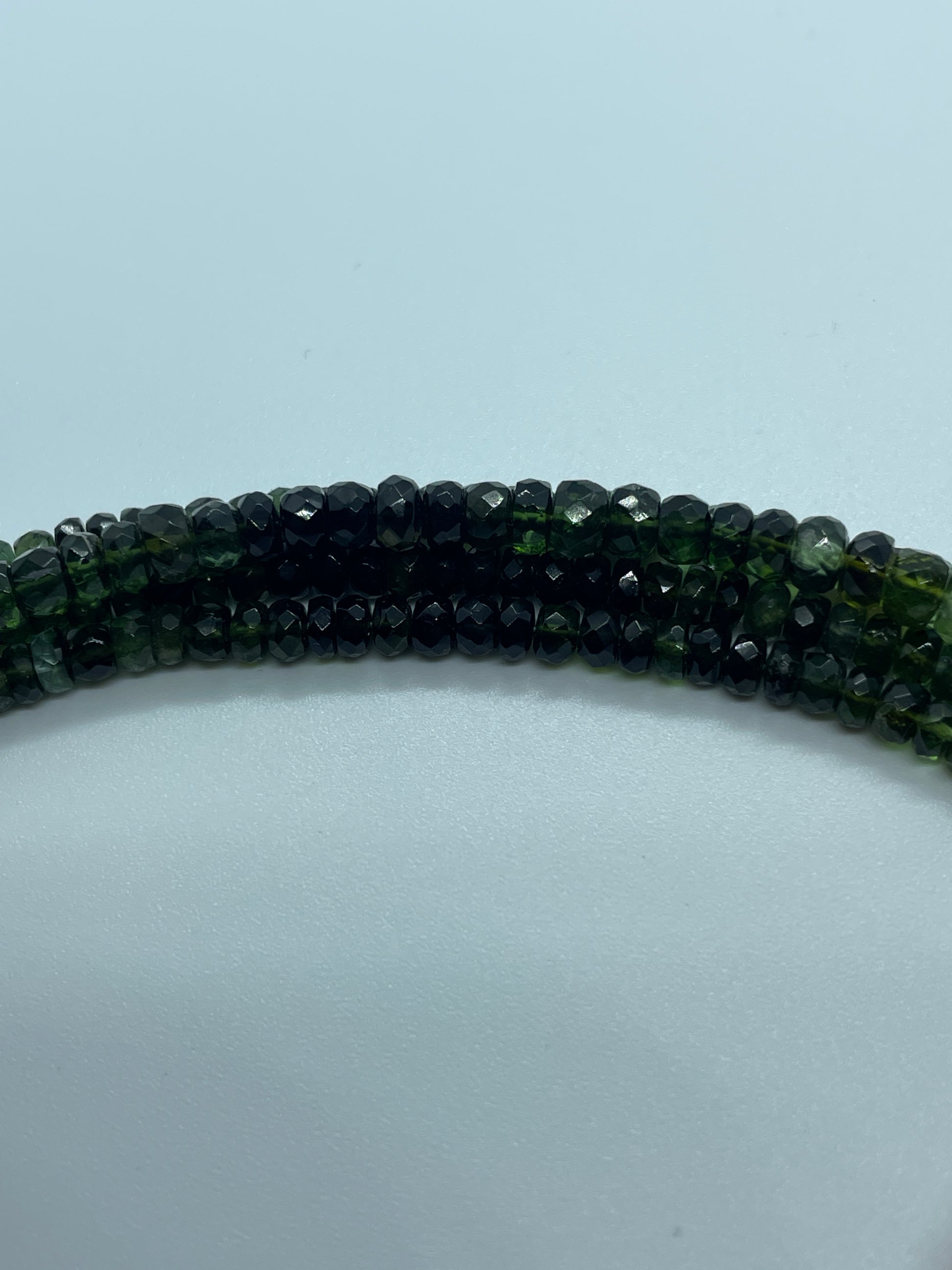 4mm Green Tourmaline Rondelle Faceted Bead Strand.