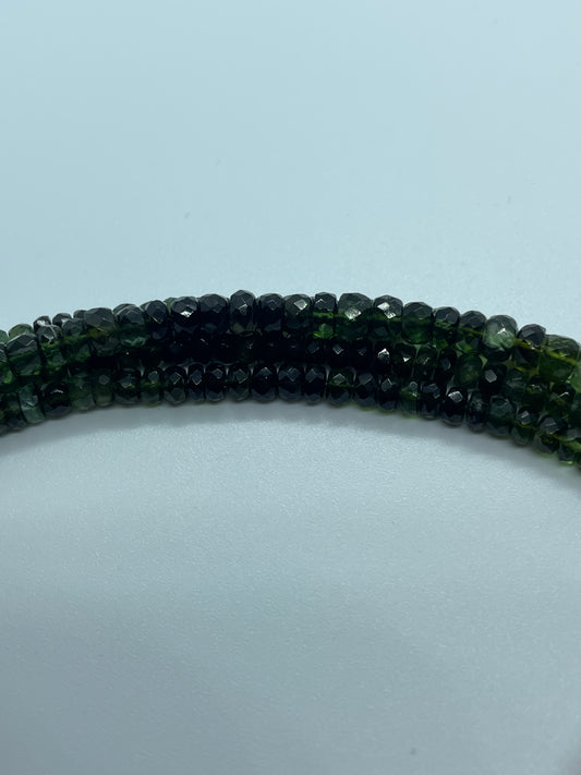 4mm Green Tourmaline Rondelle Faceted Bead Strand.