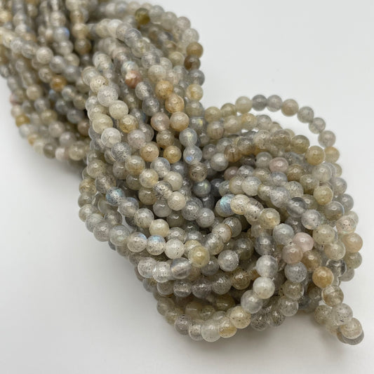 4mm Labradorite Smooth Round Bead Strand.