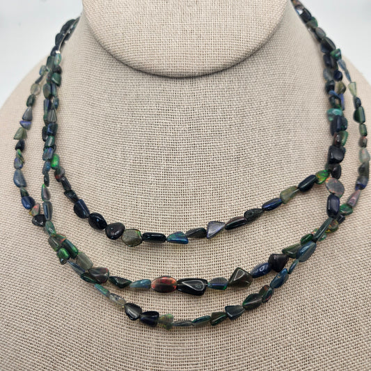 4mm-6mm Black Opal Graduated Bead Strand.