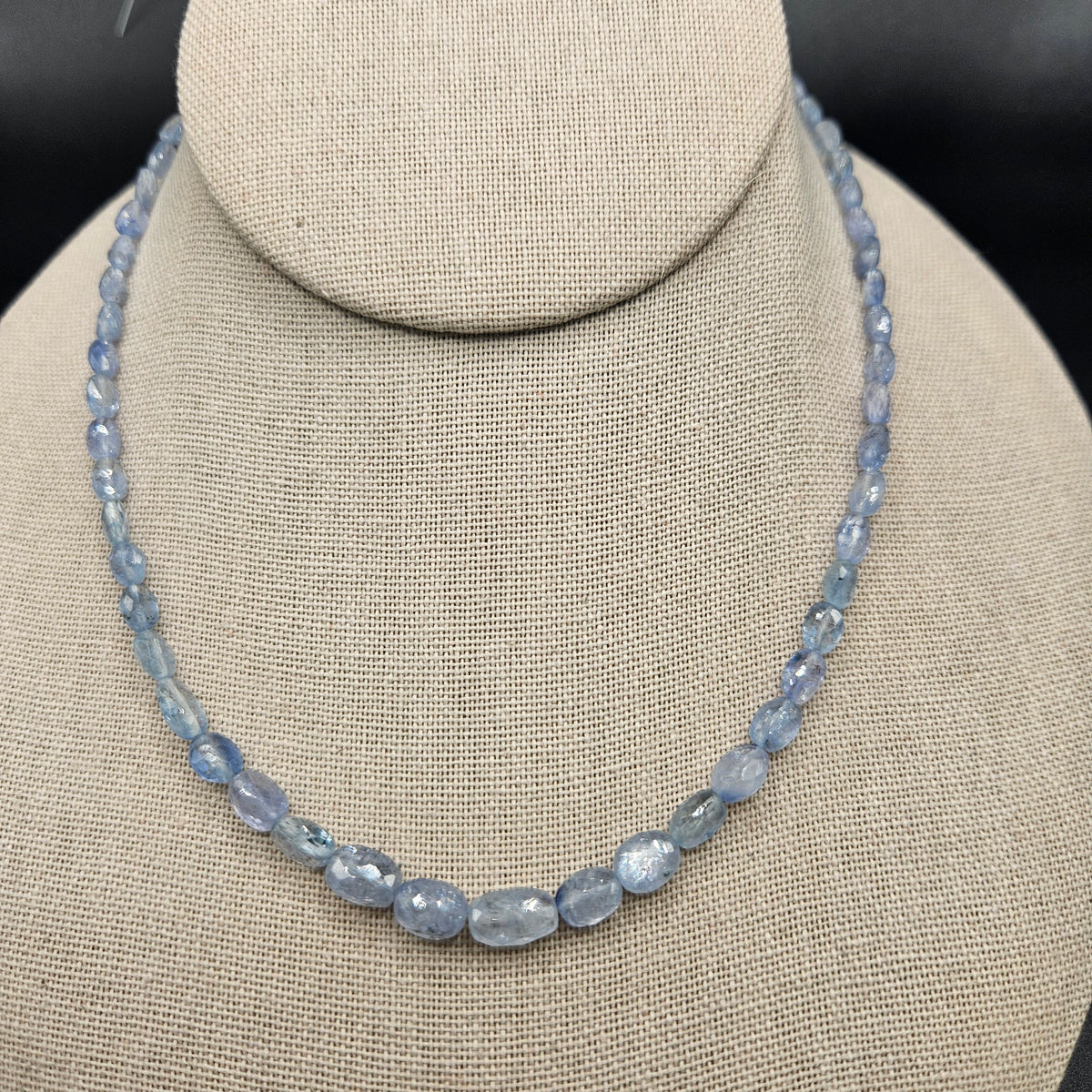 4mm-6mm Faceted Light Blue Sapphire Oval Bead Strand.
