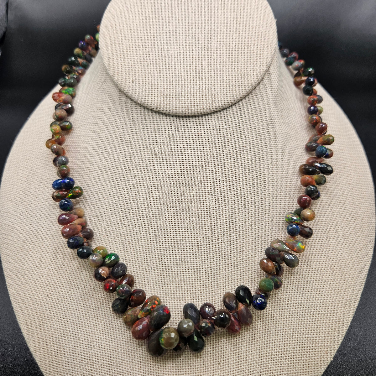 4mm-8mm Faceted Ethiopian Opal Top Drill Bead Strand.