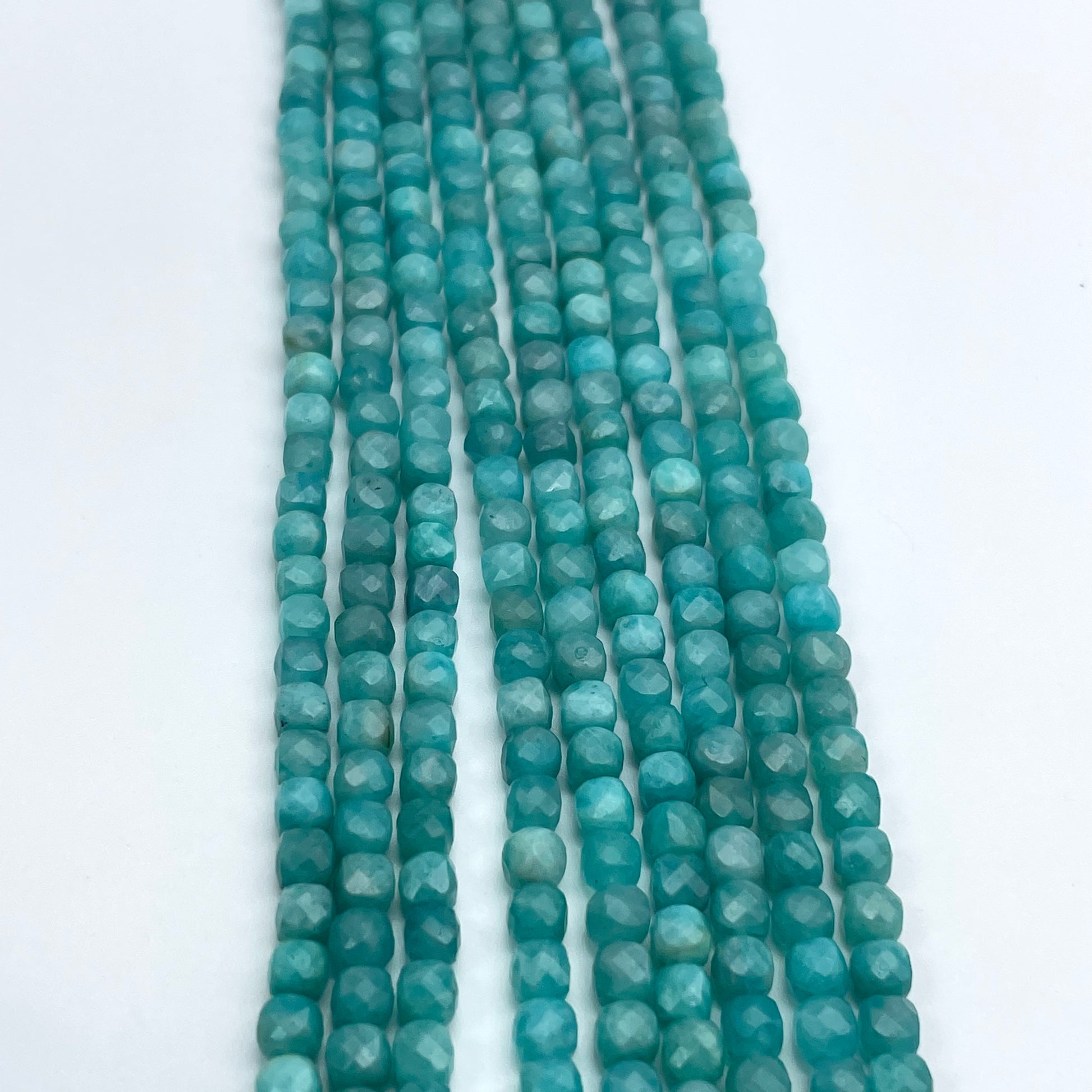4mm Amazonite Cube Bead Strand.