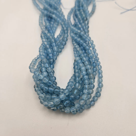 4mm Aquamarine Round Bead Strand.