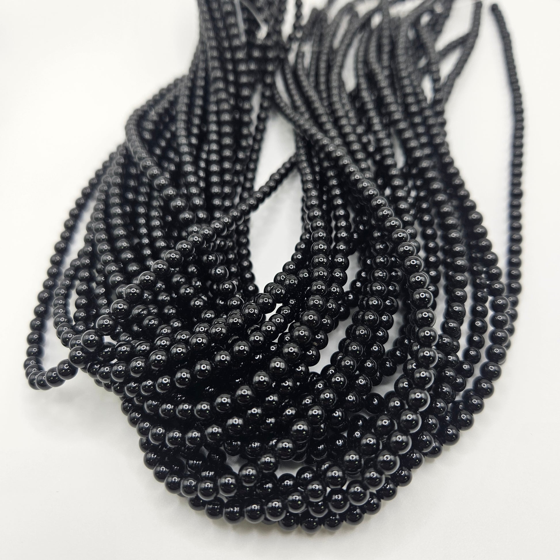 4mm Black Onyx Round Bead Strand.