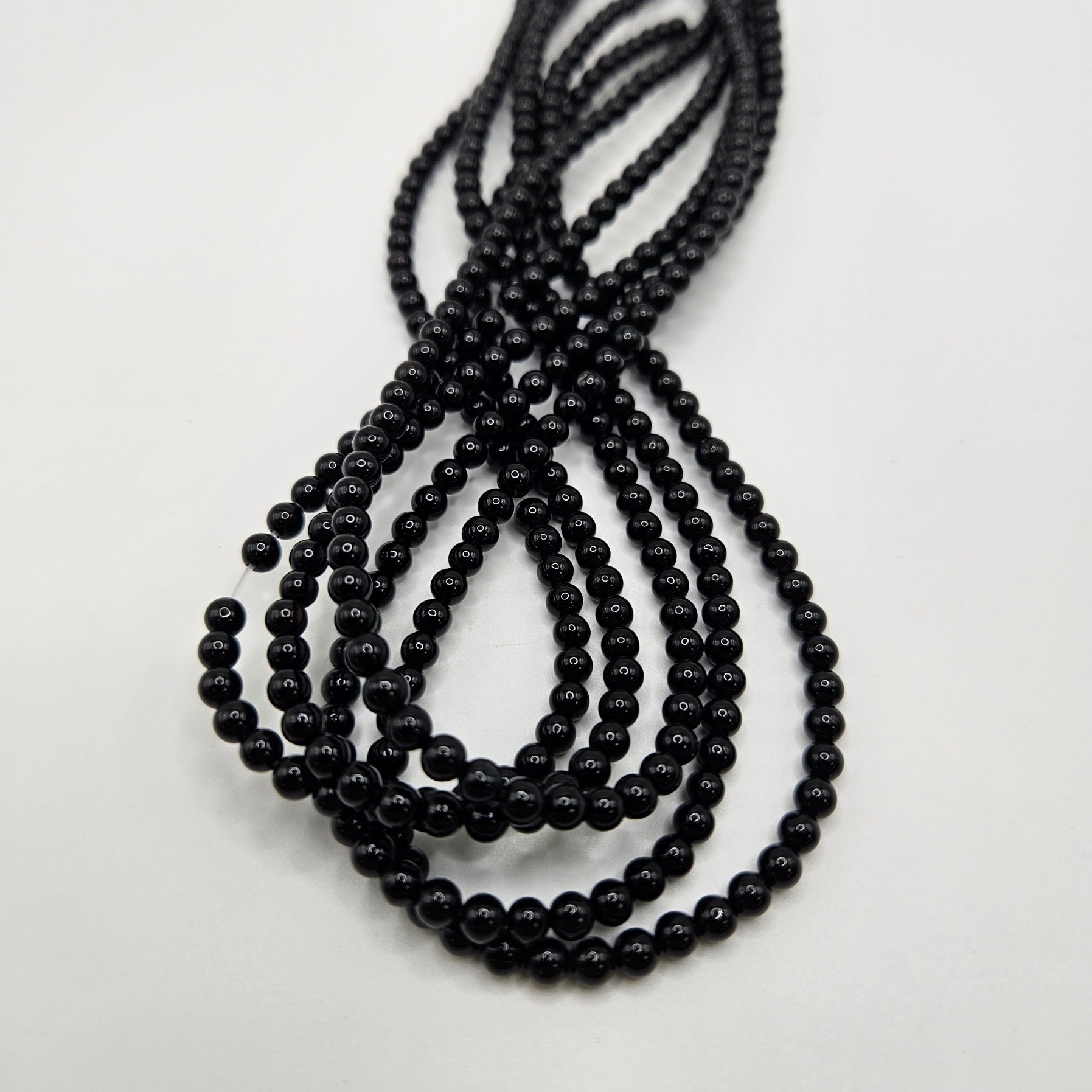 4mm Black Onyx Round Bead Strand.