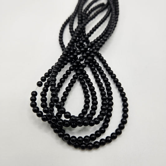 4mm Black Onyx Round Bead Strand.