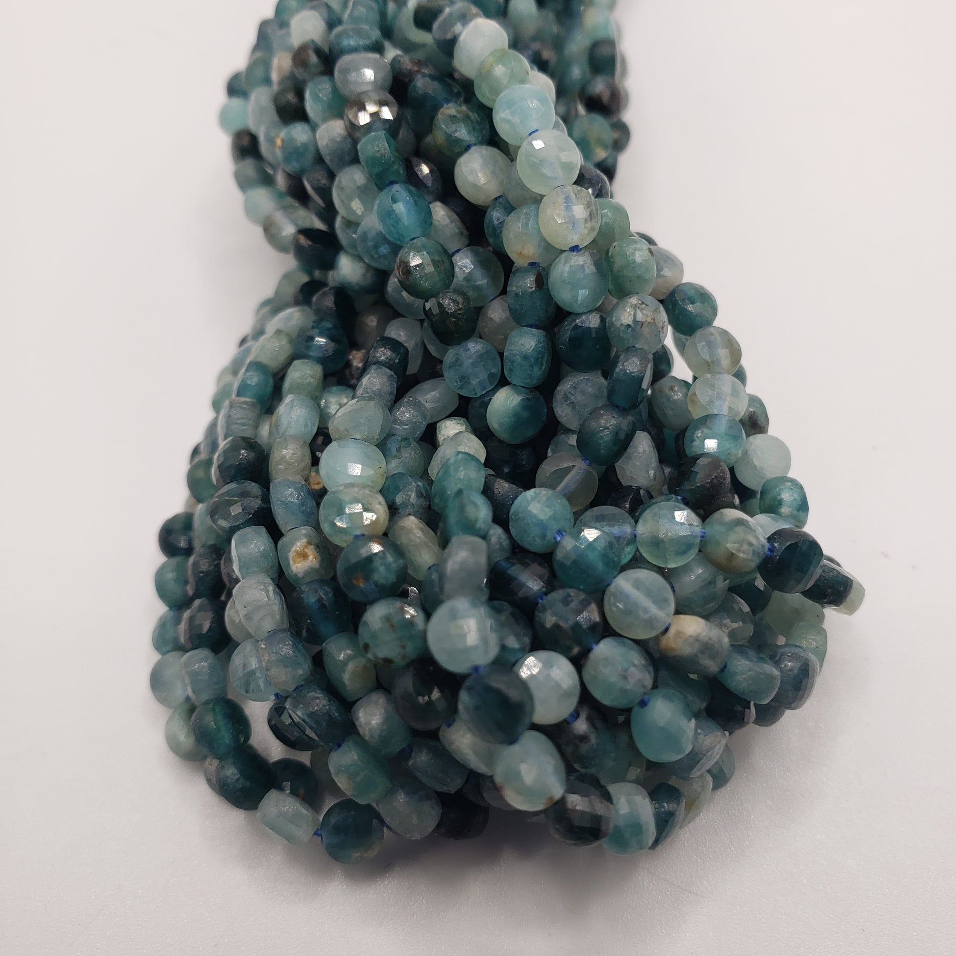 4mm Blue Tourmaline Coin Faceted.