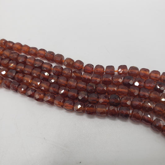 4mm Hessonite Garnet Cube Faceted.