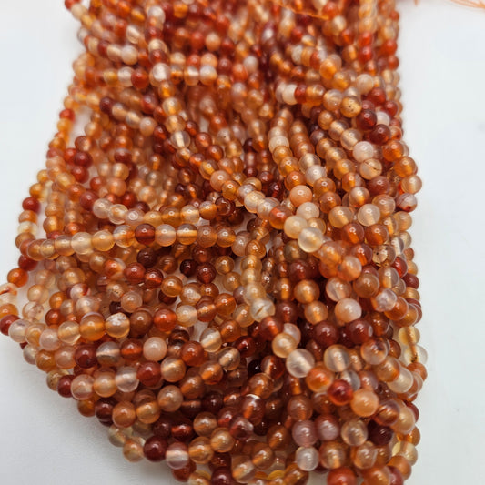 4mm Carnelian Round Bead Strand.