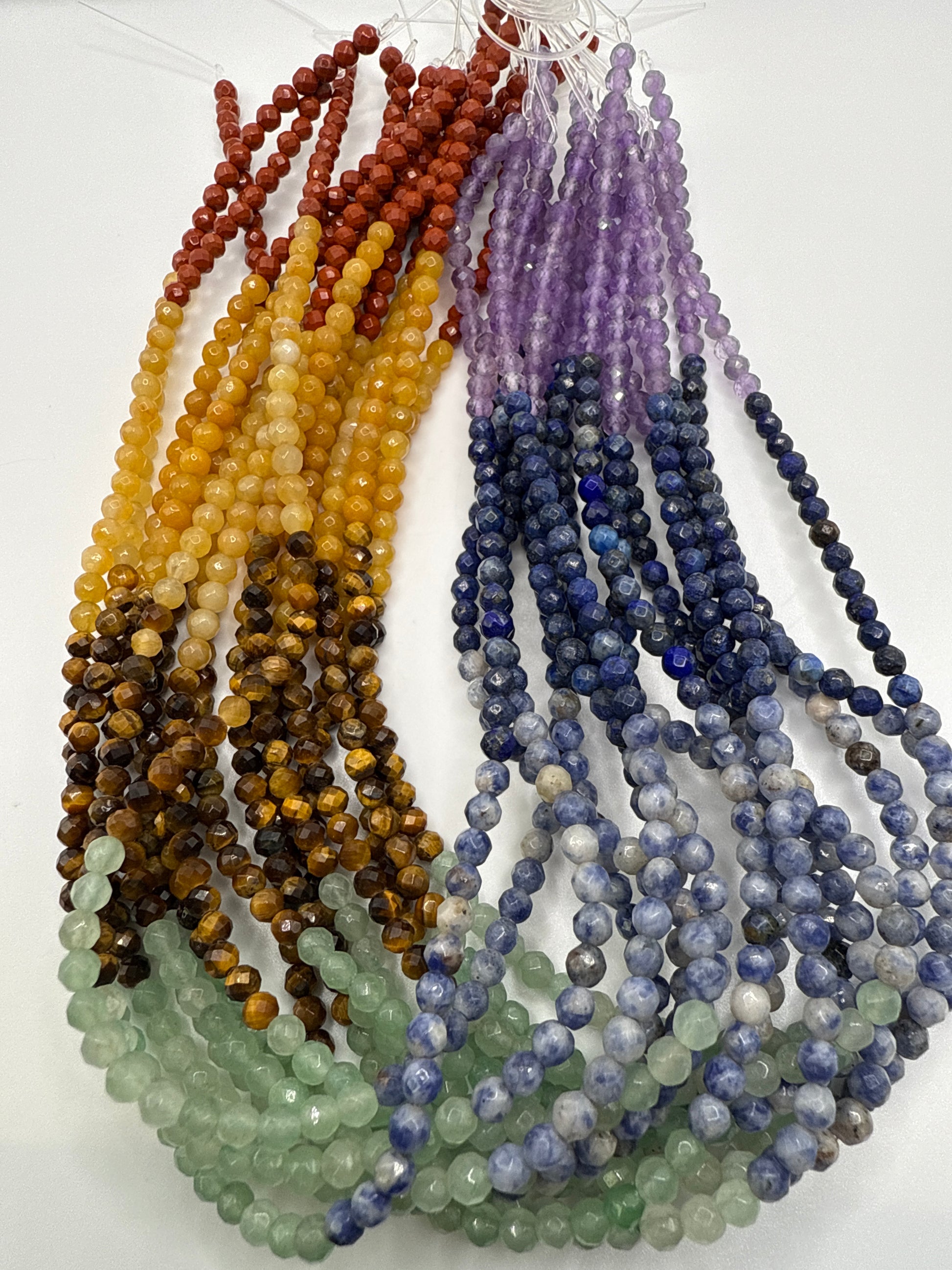 4mm Chakra Faceted Round Beads.