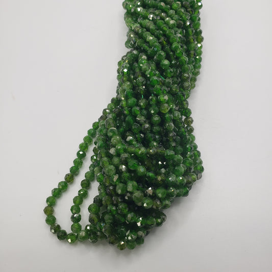 4mm Vibrant Green Diopside Faceted Bead Strand.