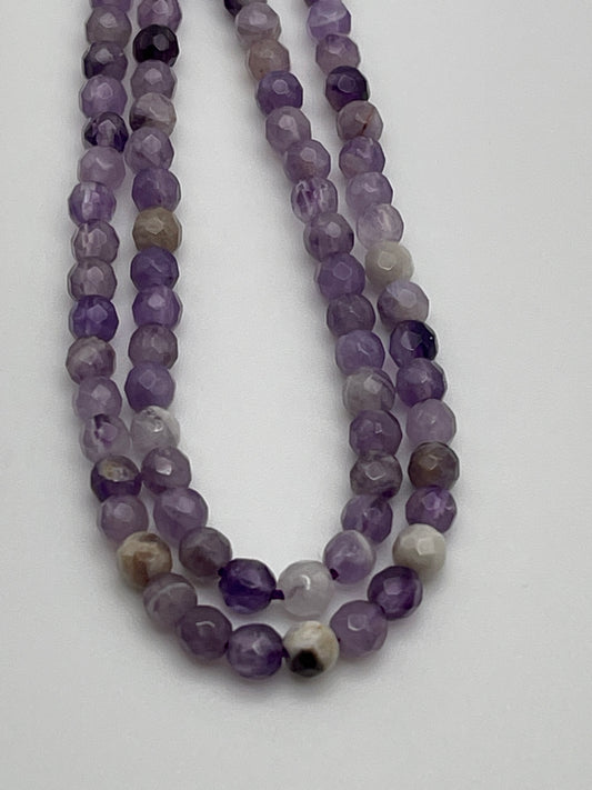 4mm Faceted Amethyst Round Bead Strand.