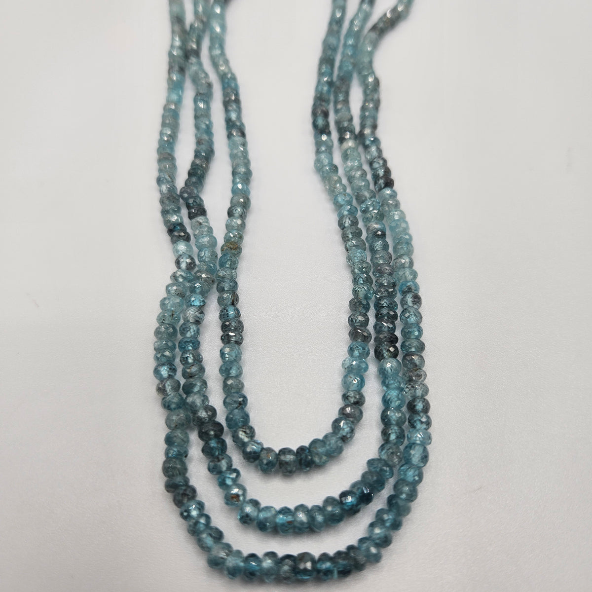 4mm Faceted Blue Zircon Rondelle Bead Strand.