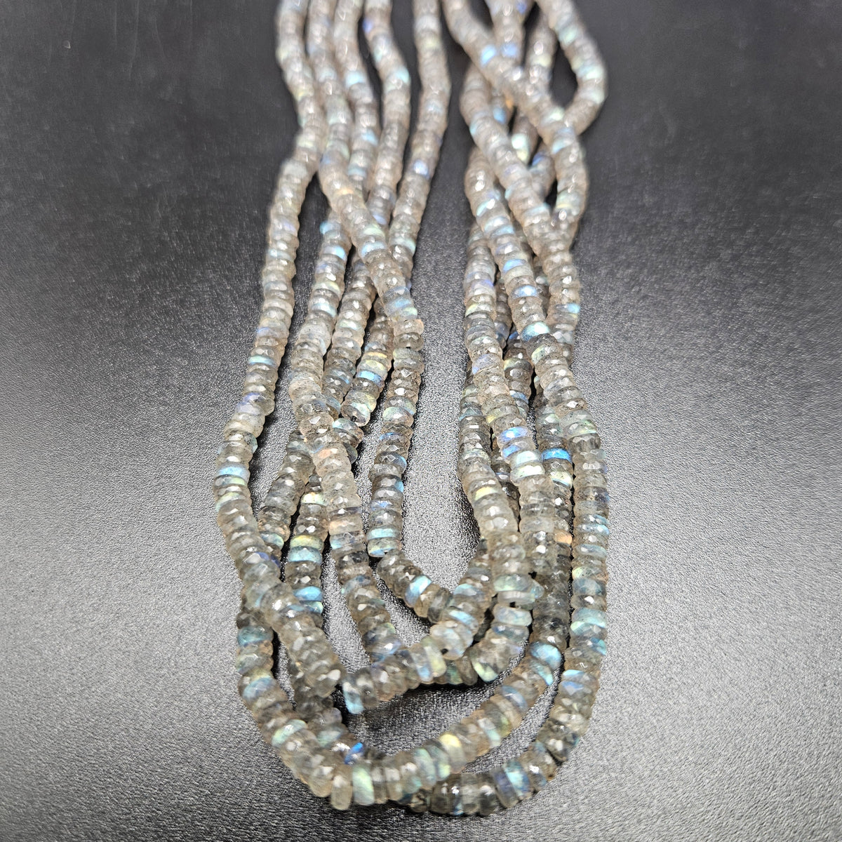 4mm Faceted Labradorite Rondelle Bead Strand.