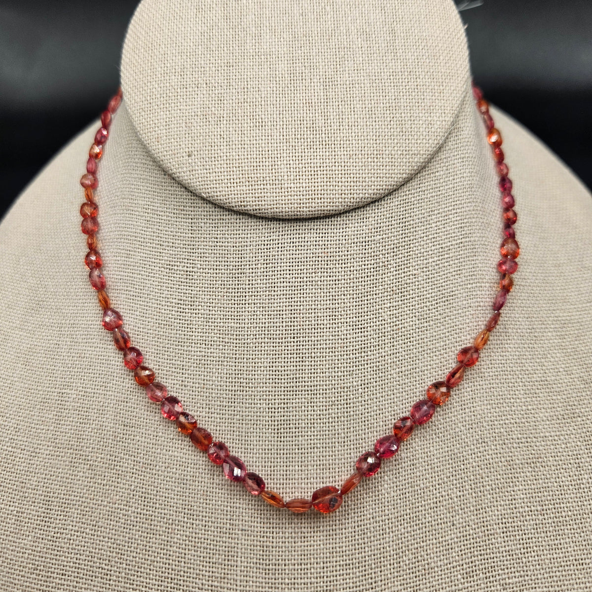 4mm Faceted Padparadscha Sapphire Oval Bead Strand.