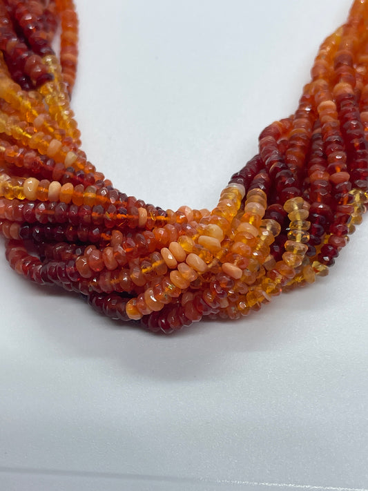 4mm Rondelle Fire Opal Bead Strand.
