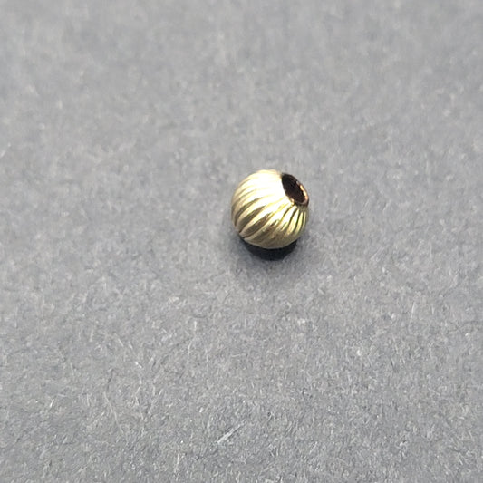 4mm Gold Filled Corrugated Round Bead Sold Individually.