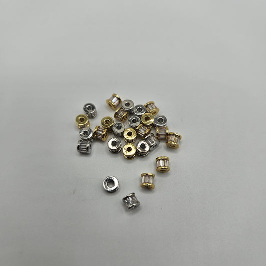 4mm Gold Plated Rhinestone Tube Bead.