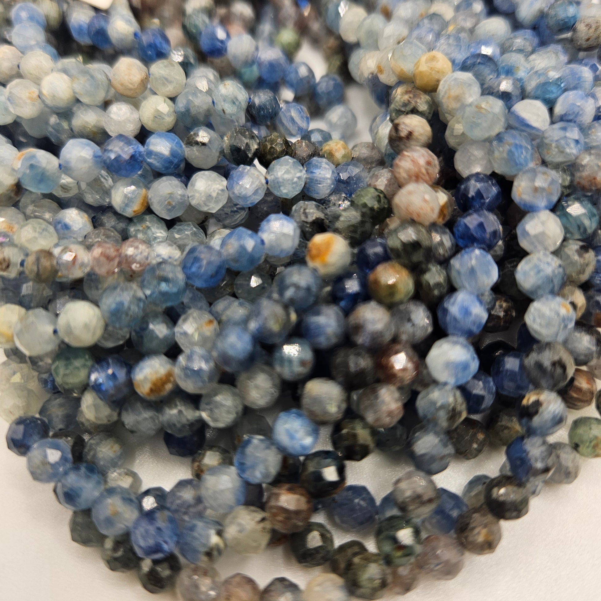 4mm Kyanite Faceted Round Bead Strand.