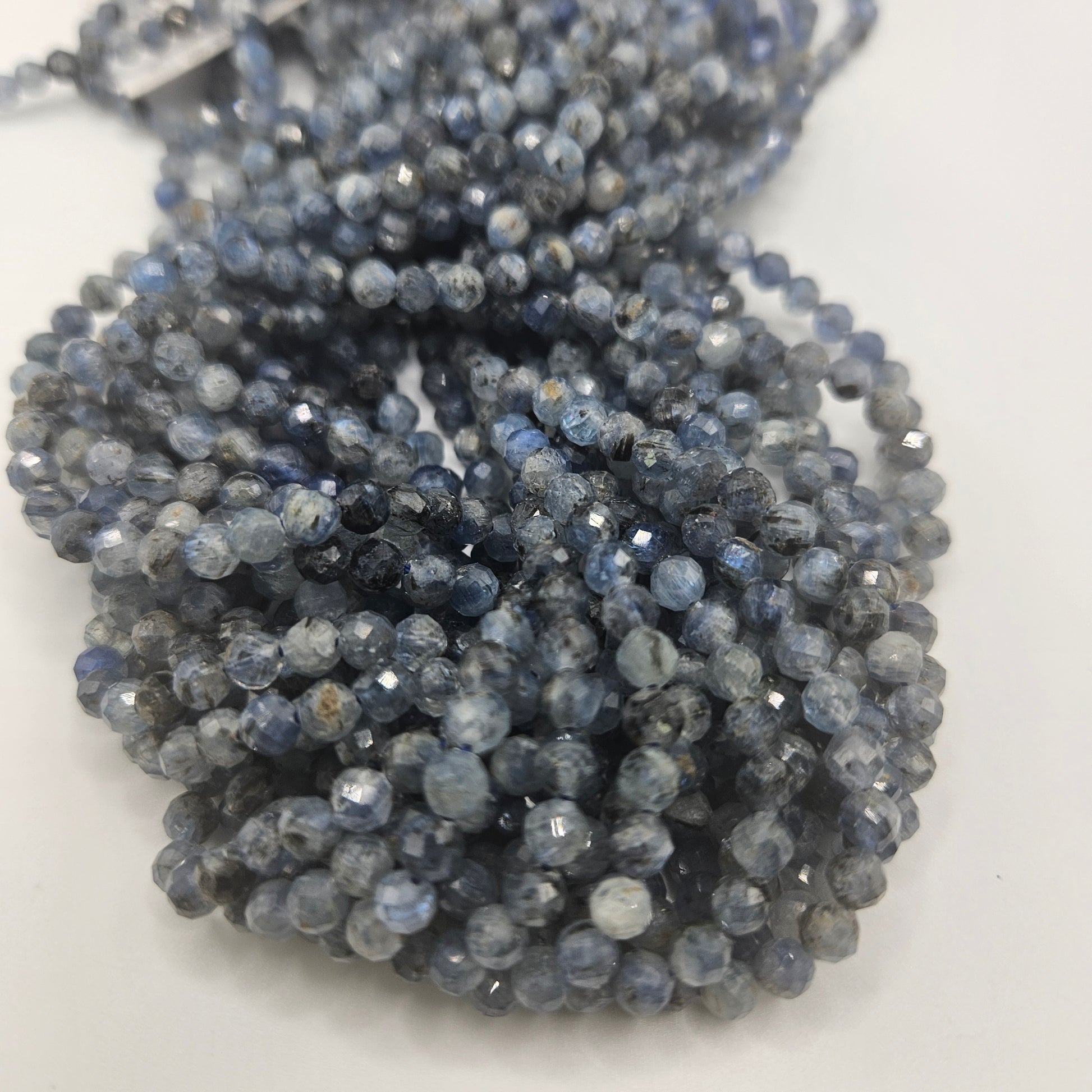 4mm Kyanite Faceted Round Bead Strand.
