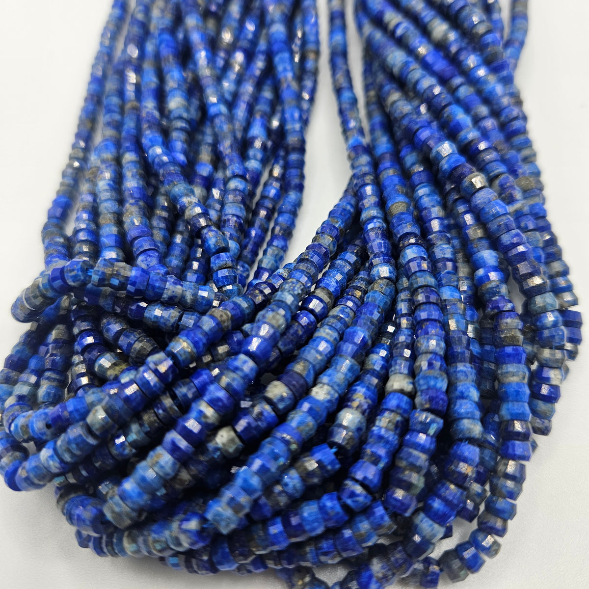 4mm Lapis Lazuli Faceted Heishi Bead Strand.