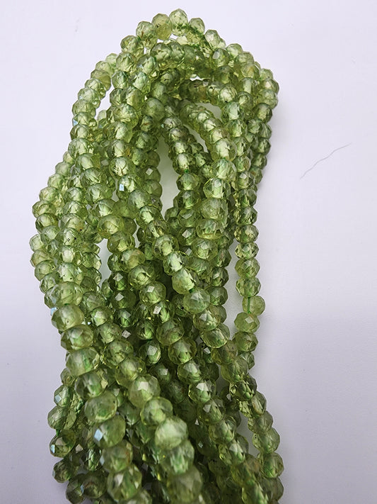 4mm Peridot Faceted Bead Strand.