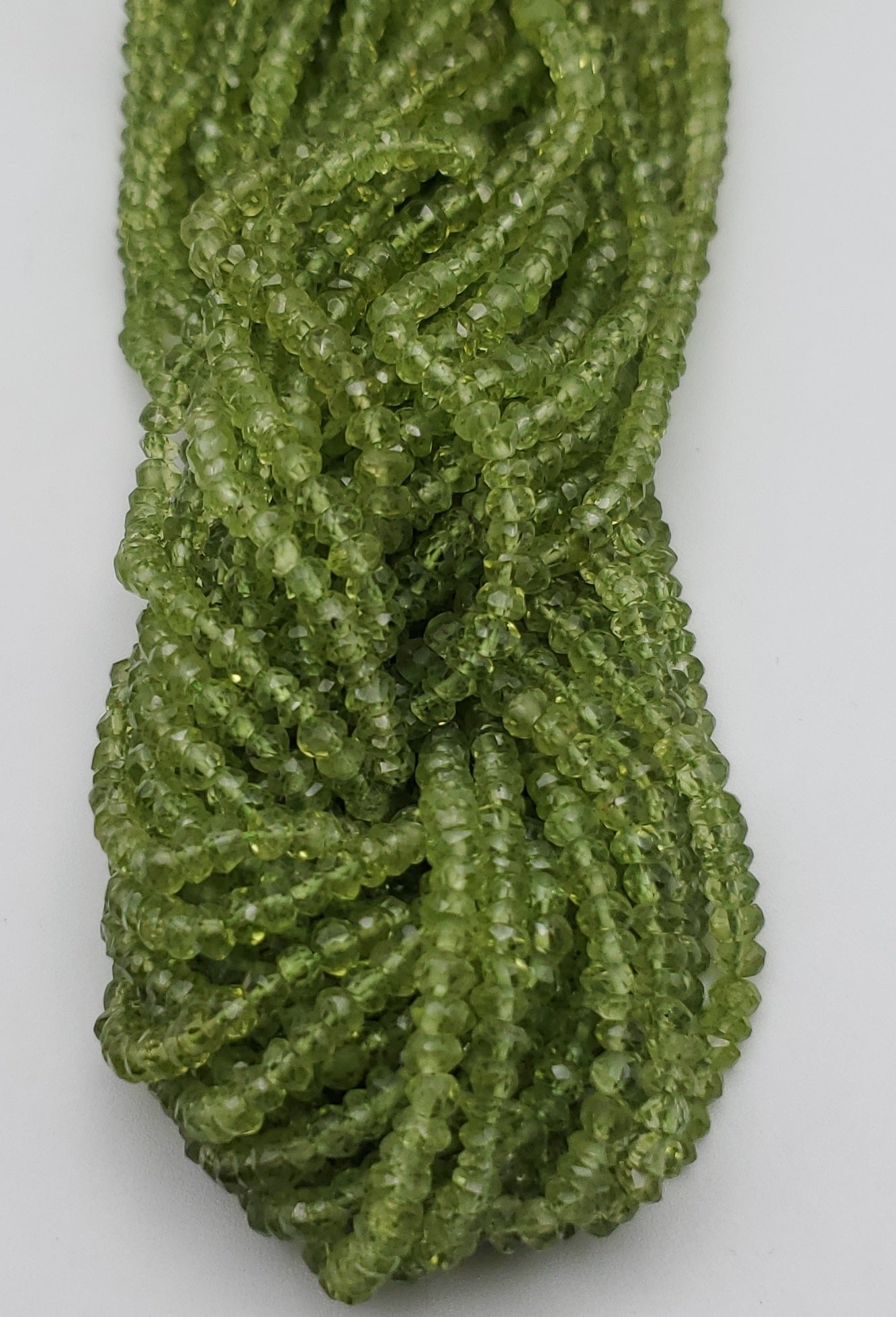 4mm Peridot Faceted Rondelle Bead Strand.