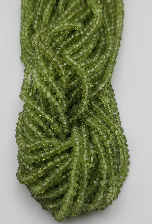4mm Peridot Faceted Rondelle Bead Strand.