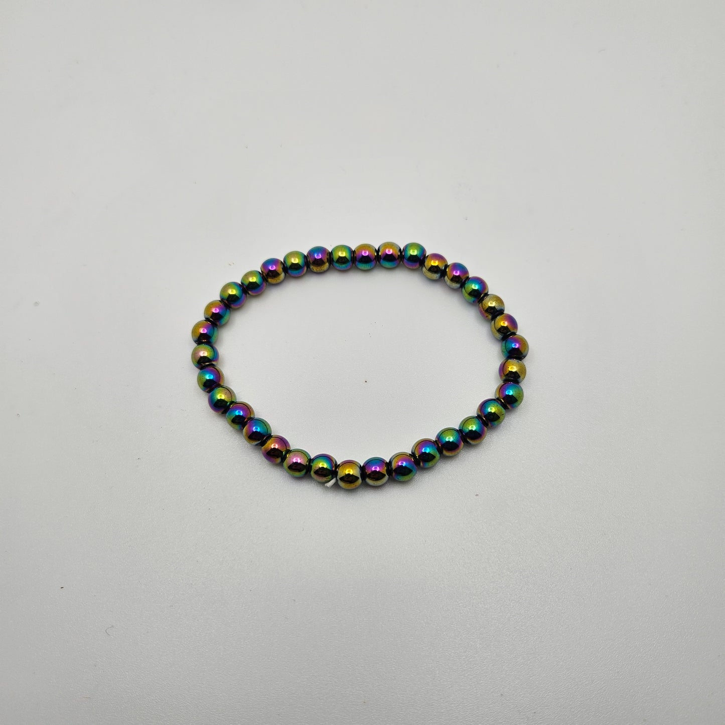 4mm Rainbow Hematite Stretch Bracelet.