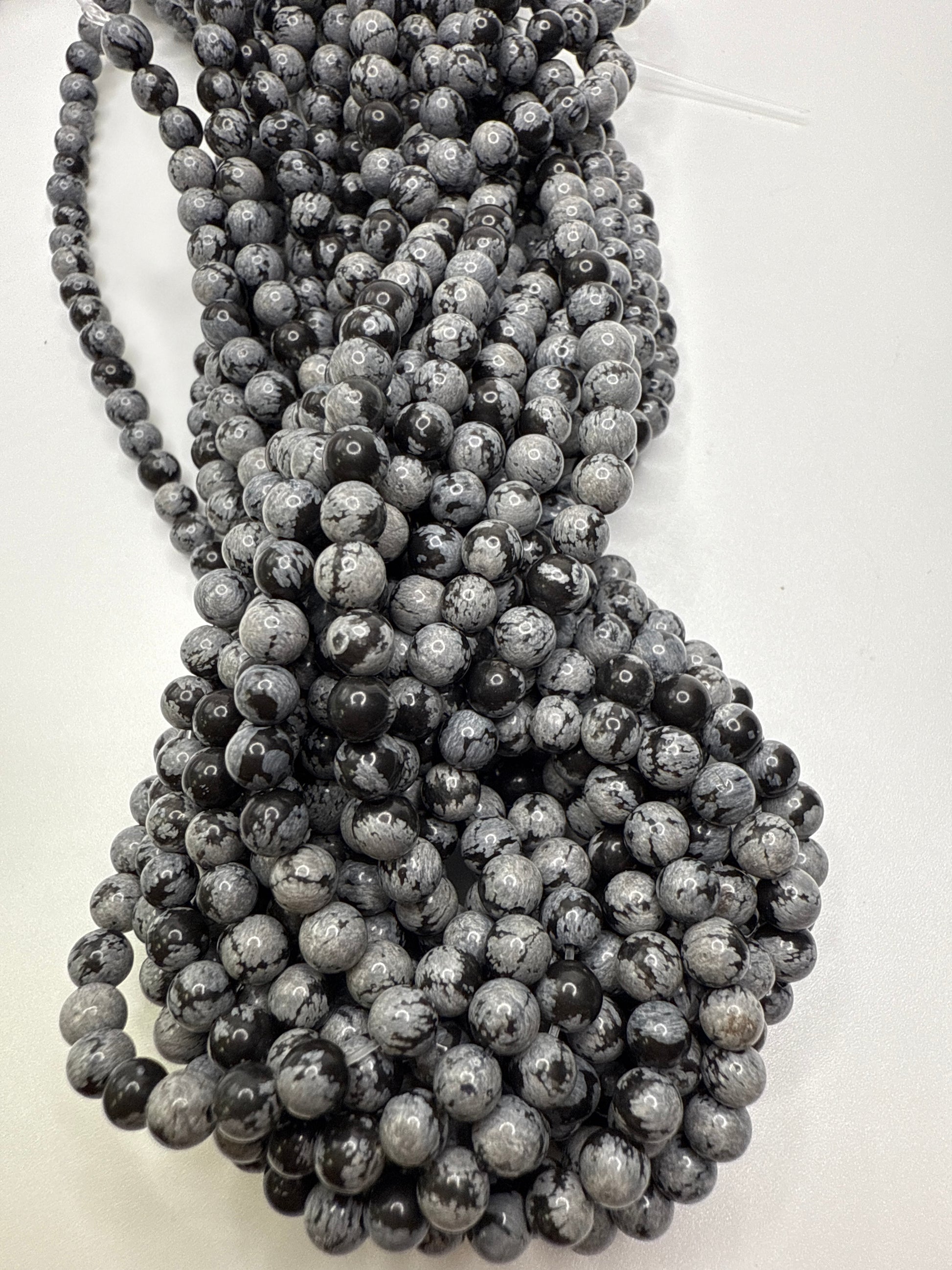 4mm Snowflake Obsidian Round.