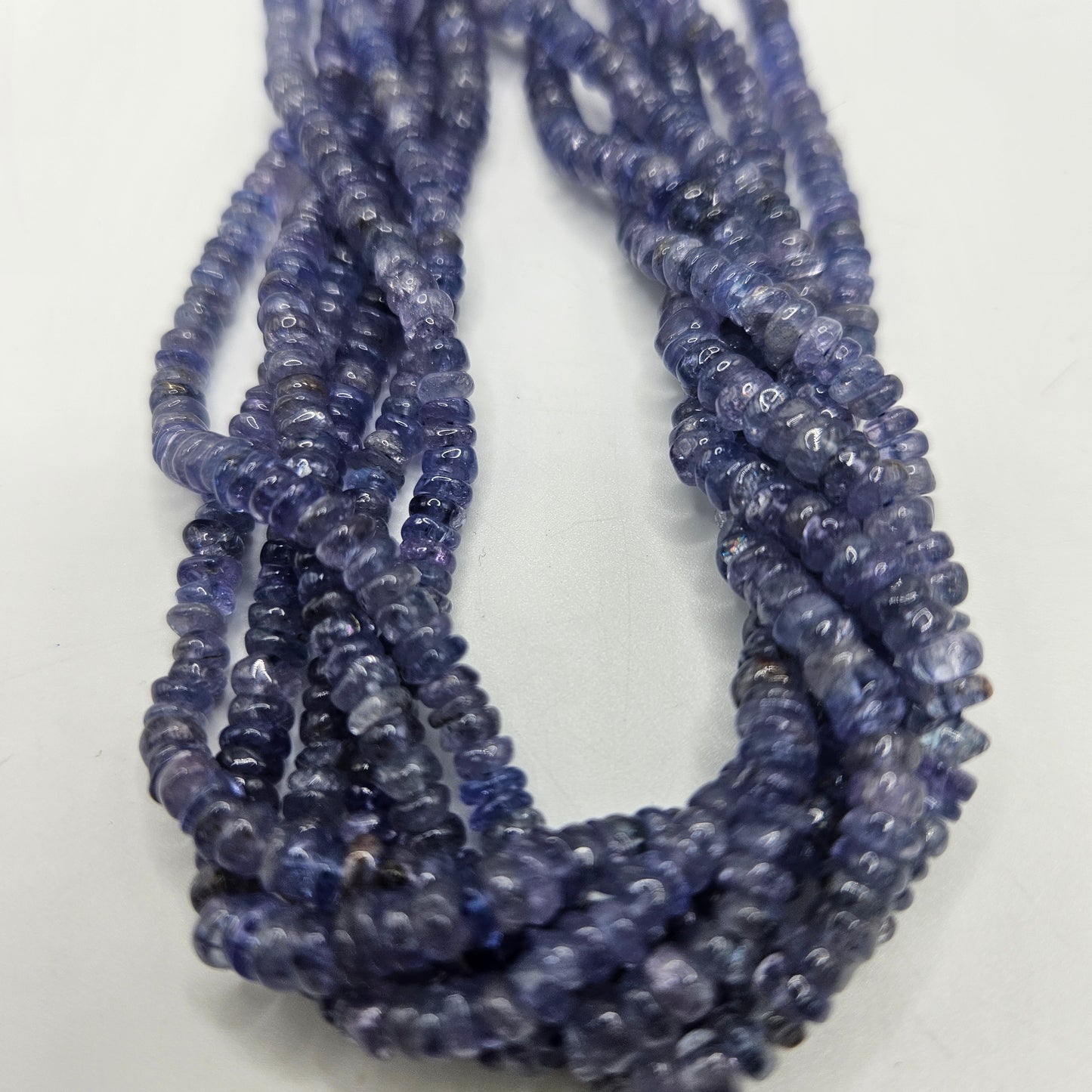 4mm Tanzanite Rondelle Smooth Bead Strand.