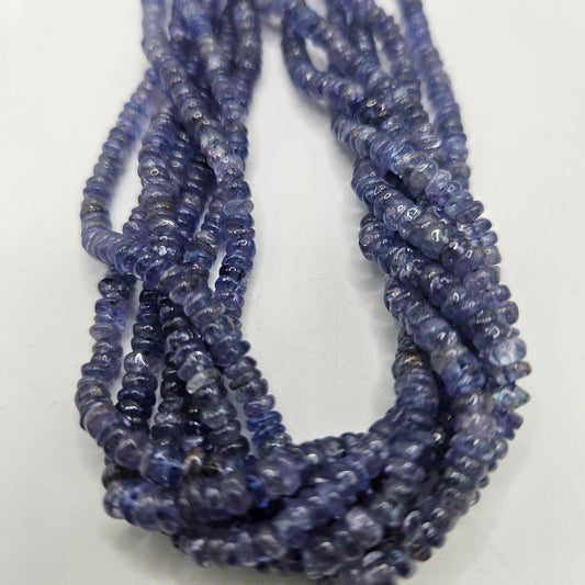 4mm Tanzanite Rondelle Smooth Bead Strand.